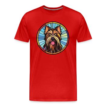 Skye Terrier chien race aquarelle Illustration - T-shirt bio Premium Homme - rouge - Devant - Damien (186cm)