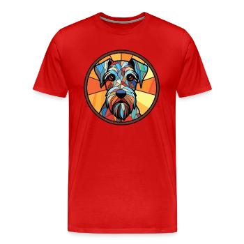Standard Schnauzer Dog Breed Colorful Watercolor - Men's Premium Organic T-Shirt - red - Front - Damien (186cm)