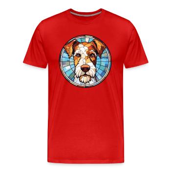 Draht Foxterrier Hunderasse Aquarell Illustration - Männer Premium Bio T-Shirt - Rot - Vorne - Damien (186cm)