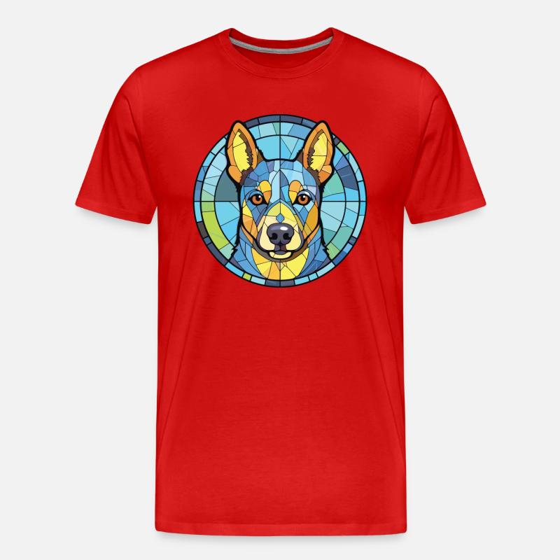 Blaue Heeler-Hunderasse Aquarell-Illustration - Männer Premium Bio T-Shirt - Rot