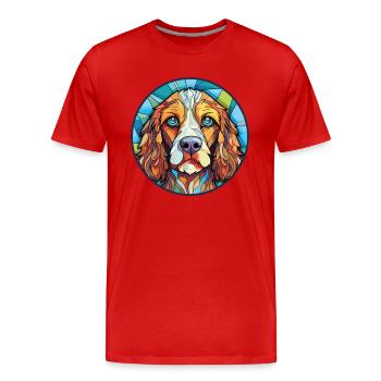 Briquet Griffon Vendéen race chien aquarelle verre - T-shirt bio Premium Homme - rouge - Devant - Damien (186cm)