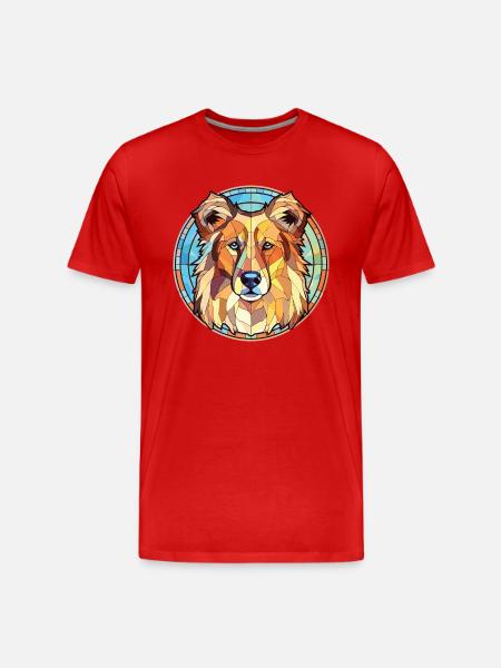 Carpathian Shepherd Dog Breed Colorful Watercolor - Men's Premium Organic T-Shirt - red