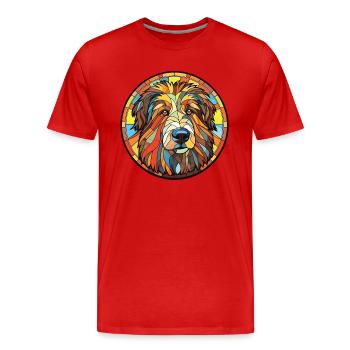 Illustration à l’aquarelle de race de chien de berger catalan - T-shirt bio Premium Homme - rouge - Devant - Damien (186cm)