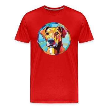 Braque Saint Germain chien race aquarelle colorée - T-shirt bio Premium Homme - rouge - Devant - Damien (186cm)