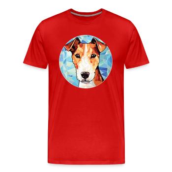 Foxterrier glatte Hunderasse buntes Aquarell - Männer Premium Bio T-Shirt - Rot - Vorne - Damien (186cm)