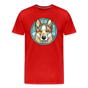 Sibérie orientale Laika chien race aquarelle colorée - T-shirt bio Premium Homme - rouge - Devant - Damien (186cm)