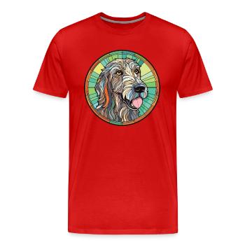 Irish Wolfhound Dog Breed Watercolor Illustration - Men's Premium Organic T-Shirt - red - Front - Damien (186cm)