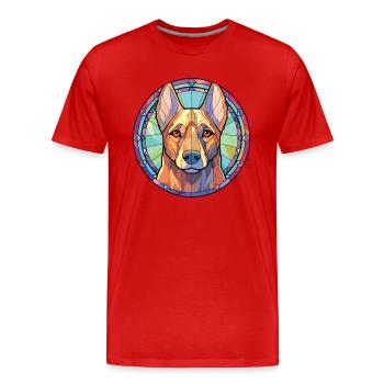 Kai Ken chien race coloré aquarelle Illustration - T-shirt bio Premium Homme - rouge - Devant - Damien (186cm)