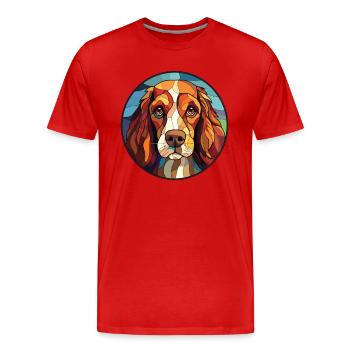 Norfolk Spaniel Hunderasse Aquarell Illustration - Männer Premium Bio T-Shirt - Rot - Vorne - Damien (186cm)