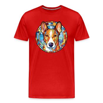 Glatte Collie-Hunderasse Aquarell-Illustration - Männer Premium Bio T-Shirt - Rot - Vorne - Damien (186cm)