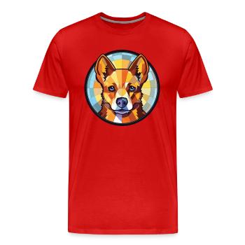 Lancashire Heeler Dog Breed Colorful Watercolor - Men's Premium Organic T-Shirt - red - Front - Damien (186cm)