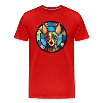 Inca Hairless Dog Breed Watercolor Illustration - Men's Premium Organic T-Shirt - red - Front - Damien (186cm)