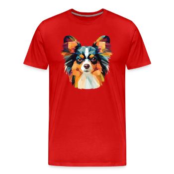 Papillon Continental Spielzeug Spaniel Hund Aquarell - Männer Premium Bio T-Shirt - Rot - Vorne - Damien (186cm)