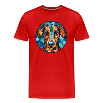Verre d’aquarelle de race de chien Ovtcharka d’Asie centrale - T-shirt bio Premium Homme - rouge - Devant - Damien (186cm)