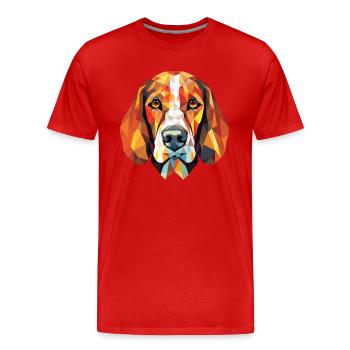 Russian Harlequin Hound Dog Breed Watercolor Glass - Men's Premium Organic T-Shirt - red - Front - Damien (186cm)