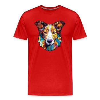 Scotch Collie Dog Breed Watercolor Illustration - Men's Premium Organic T-Shirt - red - Front - Damien (186cm)