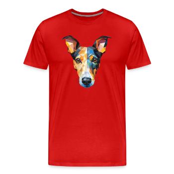 Glatte Foxterrier-Hunderasse buntes Aquarell - Männer Premium Bio T-Shirt - Rot - Vorne - Damien (186cm)