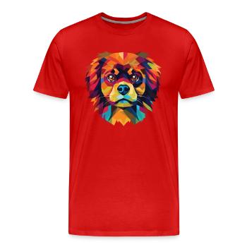 Tibetischer Spaniel Hunderasse Aquarell Illustration - Männer Premium Bio T-Shirt - Rot - Vorne - Damien (186cm)