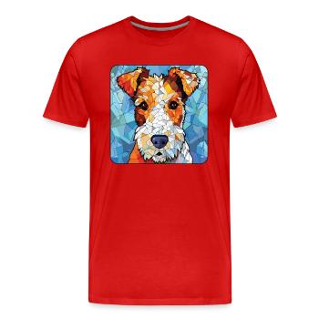 Draht Foxterrier Hunderasse Aquarell Illustration - Männer Premium Bio T-Shirt - Rot - Vorne - Damien (186cm)