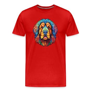 Tibetischer Mastiff Hunderasse Aquarell Illustration - Männer Premium Bio T-Shirt - Rot - Vorne - Damien (186cm)