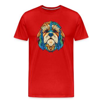 Tibetische Kyi Apso Hunderasse Aquarell Illustration - Männer Premium Bio T-Shirt - Rot - Vorne - Damien (186cm)