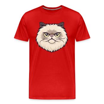 Illustration à l’aquarelle de dessin animé de chat de l’Himalaya - T-shirt bio Premium Homme - rouge - Devant - Damien (186cm)
