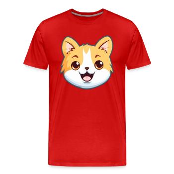 Bambino Katze Cartoon Aquarell Illustration - Männer Premium Bio T-Shirt - Rot - Vorne - Damien (186cm)