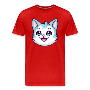Hantilly Tiffany Katze Cartoon Aquarell Clipart - Männer Premium Bio T-Shirt - Rot - Vorne - Damien (186cm)