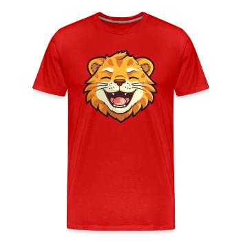 Liger Hybrid Lion Tiger Cat Cartoon Watercolor Art - Men's Premium Organic T-Shirt - red - Front - Damien (186cm)