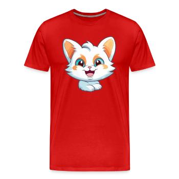 Brume australienne chat dessin animé aquarelle Clipart - T-shirt bio Premium Homme - rouge - Devant - Damien (186cm)