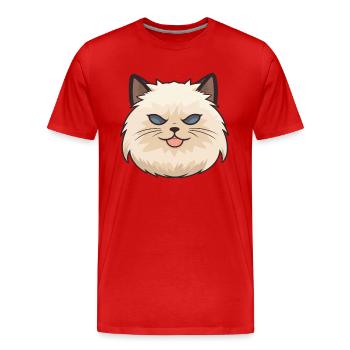 Illustration à l’aquarelle de dessin animé de chat de l’Himalaya - T-shirt bio Premium Homme - rouge - Devant - Damien (186cm)