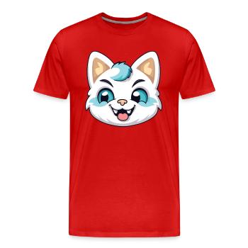 Hantilly Tiffany Katze Cartoon Aquarell Clipart - Männer Premium Bio T-Shirt - Rot - Vorne - Damien (186cm)
