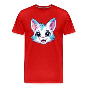Australian Spotted Mist Cat Cartoon Watercolor Art - Men's Premium Organic T-Shirt - red - Front - Damien (186cm)
