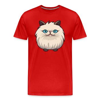 Illustration à l’aquarelle de dessin animé de chat de l’Himalaya - T-shirt bio Premium Homme - rouge - Devant - Damien (186cm)