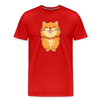 Ginger Longhair Cat Cartoon Watercolor Clipart - Men's Premium Organic T-Shirt - red - Front - Damien (186cm)