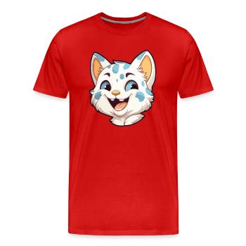 Australian Spotted Mist Cat Cartoon Watercolor Art - Men's Premium Organic T-Shirt - red - Front - Damien (186cm)