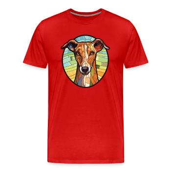 Lurcher chien race coloré aquarelle illustration - T-shirt bio Premium Homme - rouge - Devant - Damien (186cm)