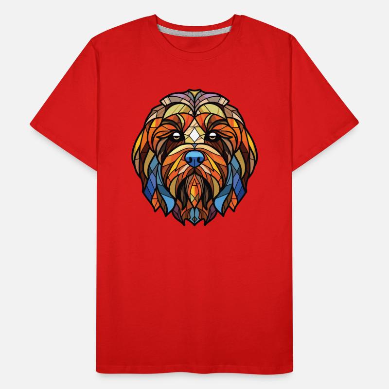 Lowchen petit Lion chien race aquarelle colorée T-shirt bio Premium Homme