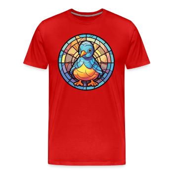 Chick Colorful Watercolor Animal Pet Illustration - Men's Premium Organic T-Shirt - red - Front - Damien (186cm)