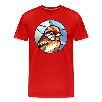 Sparrow Colorful Watercolor Animal Illustration - Men's Premium Organic T-Shirt - red - Front - Damien (186cm)