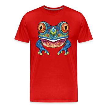 Laubfrosch buntes Aquarell Tier Illustration - Männer Premium Bio T-Shirt - Rot - Vorne - Damien (186cm)