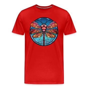 Dragonfly Colorful Watercolor Animal Illustration - Men's Premium Organic T-Shirt - red - Front - Damien (186cm)