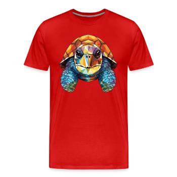 Schildkröte buntes Aquarell Tier Illustration - Männer Premium Bio T-Shirt - Rot - Vorne - Damien (186cm)