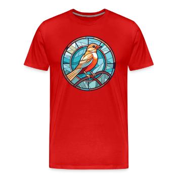 Bird Colorful Watercolor Animal Pet Illustration - Men's Premium Organic T-Shirt - red - Front - Damien (186cm)