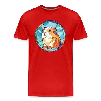 Illustration animale aquarelle colorée de cochon d'Inde - T-shirt bio Premium Homme - rouge - Devant - Damien (186cm)