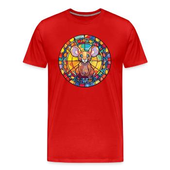 Mouse Colorful Watercolor Animal Pet Illustration - Men's Premium Organic T-Shirt - red - Front - Damien (186cm)
