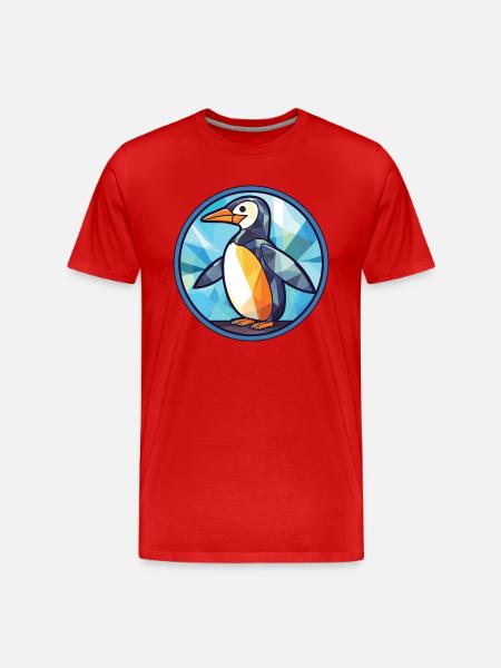 Pinguin bunte Aquarell-Tier-Illustration - Männer Premium Bio T-Shirt - Rot
