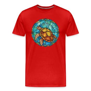 Schildkröte buntes Aquarell Tier Haustier Illustration - Männer Premium Bio T-Shirt - Rot - Vorne - Damien (186cm)
