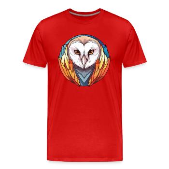 Schleiereule bunte Aquarell-Tier-Illustration - Männer Premium Bio T-Shirt - Rot - Vorne - Damien (186cm)