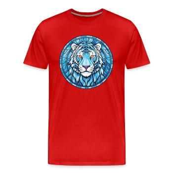 Bleu Aquatique Tigre Aquarelle Colorée Animal de compagnie - T-shirt bio Premium Homme - rouge - Devant - Damien (186cm)